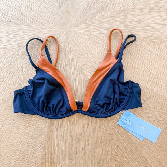 L Space Bikini Top Womens Small Blue Fused Zendaya Colorblock Swim Beach Summer - Picture 1 of 4